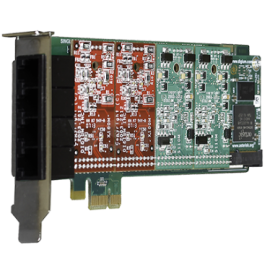 Digium 4 port modular analog PCI-Express x1 card with 2 FXS and 2 FXO interfaces and HW Echo Can
