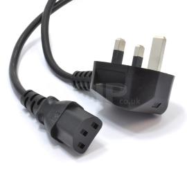 UK C13 Power Cable Black 1.8m