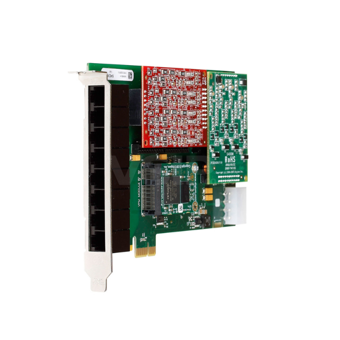 Digium 8 port modular analogue PCI 3.3/5.0V card with 4 FXS and 4 FXO interfaces and HW Echo Can